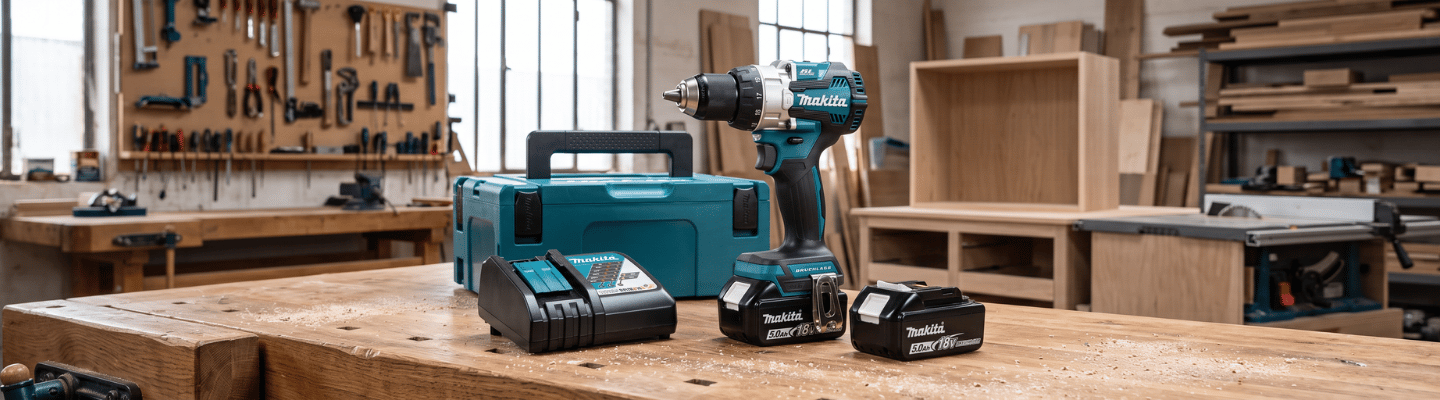 Parafusadeira Furadeira DHP489RTJ 1/2 Pol. 18V Brushless com 2 Baterias 5,0Ah Carregador Bivolt e Maleta MAKITA
