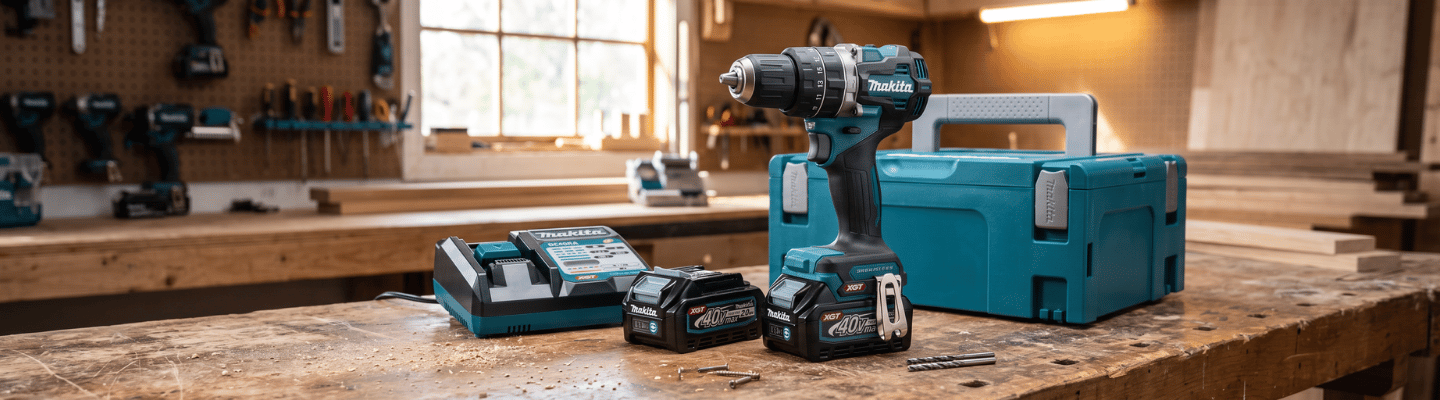 Parafusadeira Furadeira HP002GA201 1/2 Pol. 40V Brushless com 2 Baterias 2,0Ah Carregador e Maleta MAKITA