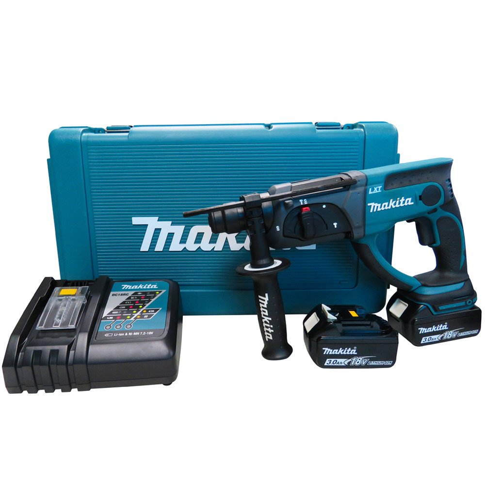 Martelete Rotativo Rompedor DHR202RFE SDS Plus 18V 1,9J com 2 Baterias Carregador e Maleta MAKITA