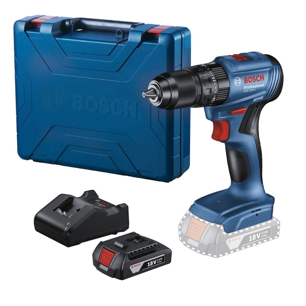 Furadeira Parafusadeira de Impacto GSB 185-LI Brushless 18V com Bateria, Carregador e Maleta BOSCH