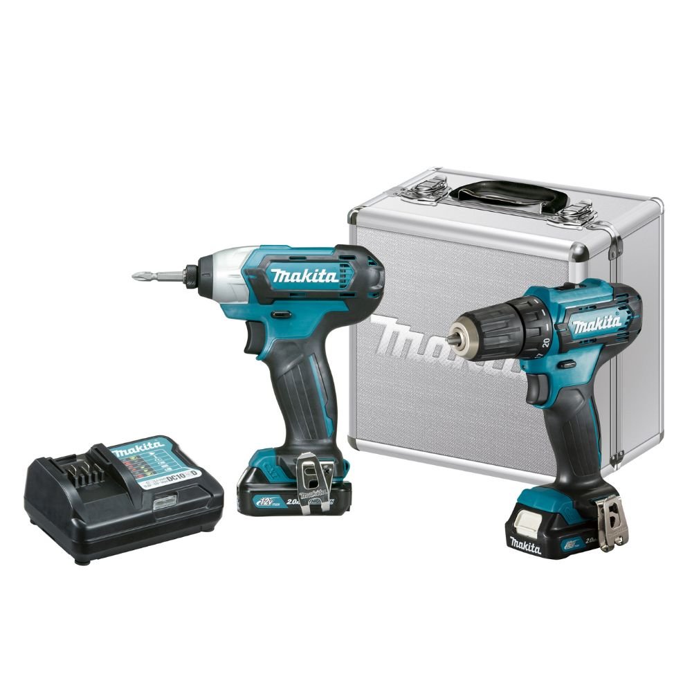 Combo Parafusadeira Furadeira DF333D + Parafusadeira de Impacto TD110D 12V com 2 Baterias, Carregador e Maleta MAKITA