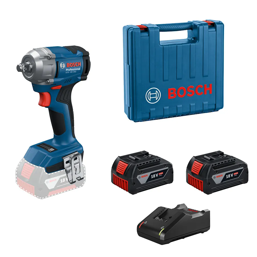 Chave de Impacto GDS 18V-350 1/2 Pol. 18V Brushless 350Nm com 2 Baterias, Carregador e Maleta BOSCH