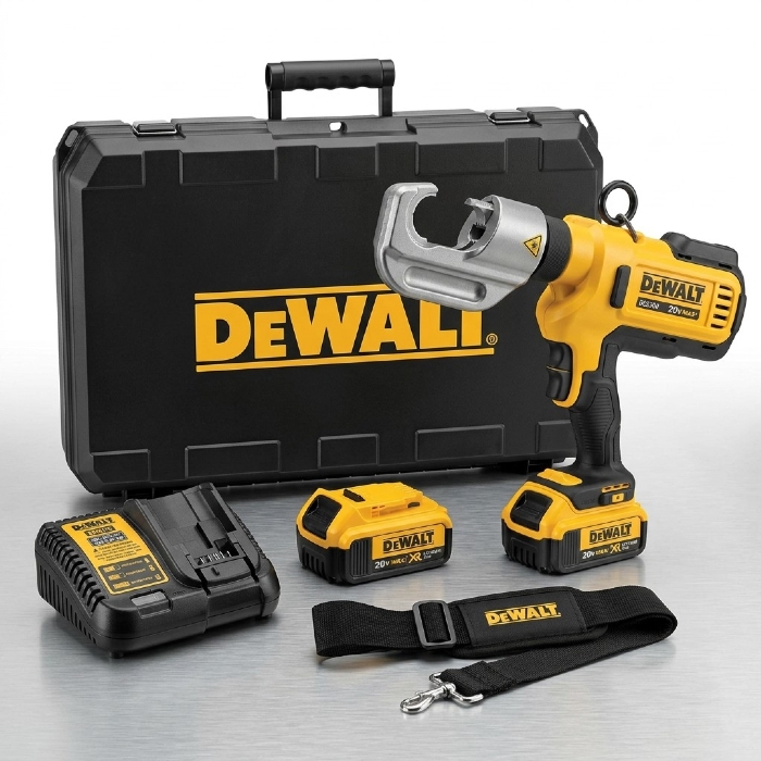 Crimpador de Cabos DCE300 12 Toneladas 20V MAX com 2 Baterias 4Ah, Carregador e Maleta DEWALT
