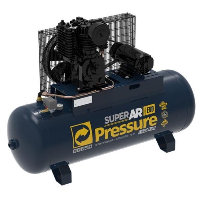 Compressor de Ar Super Ar Evo 5HP 25 PCM 250 Litros 220/380V Trifásico PRESSURE