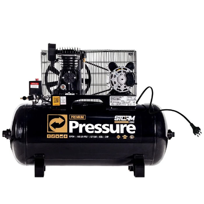 Compressor de Ar Storm 300 Premium 2HP 10 PCM 100 Litros 220V PRESSURE
