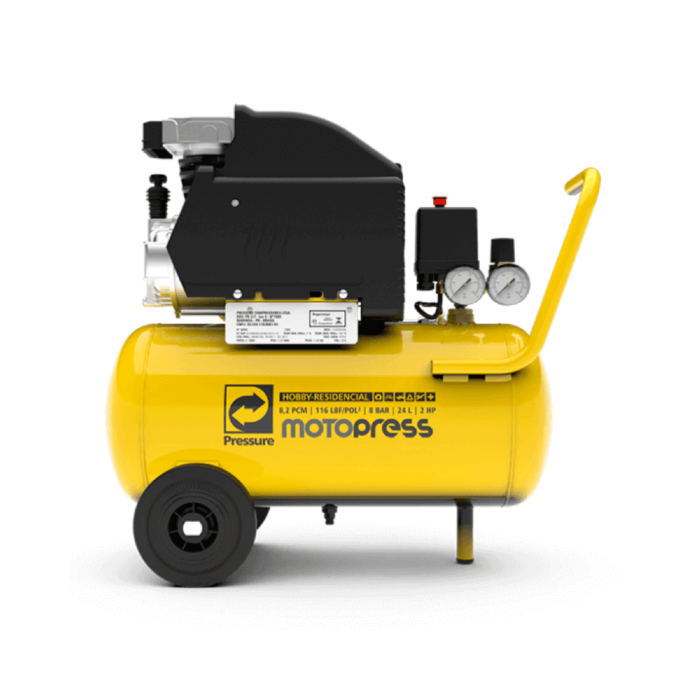 Motocompressor de Ar 2HP 8,2 PCM 24 Litros 116 PSI 110V PRESSURE
