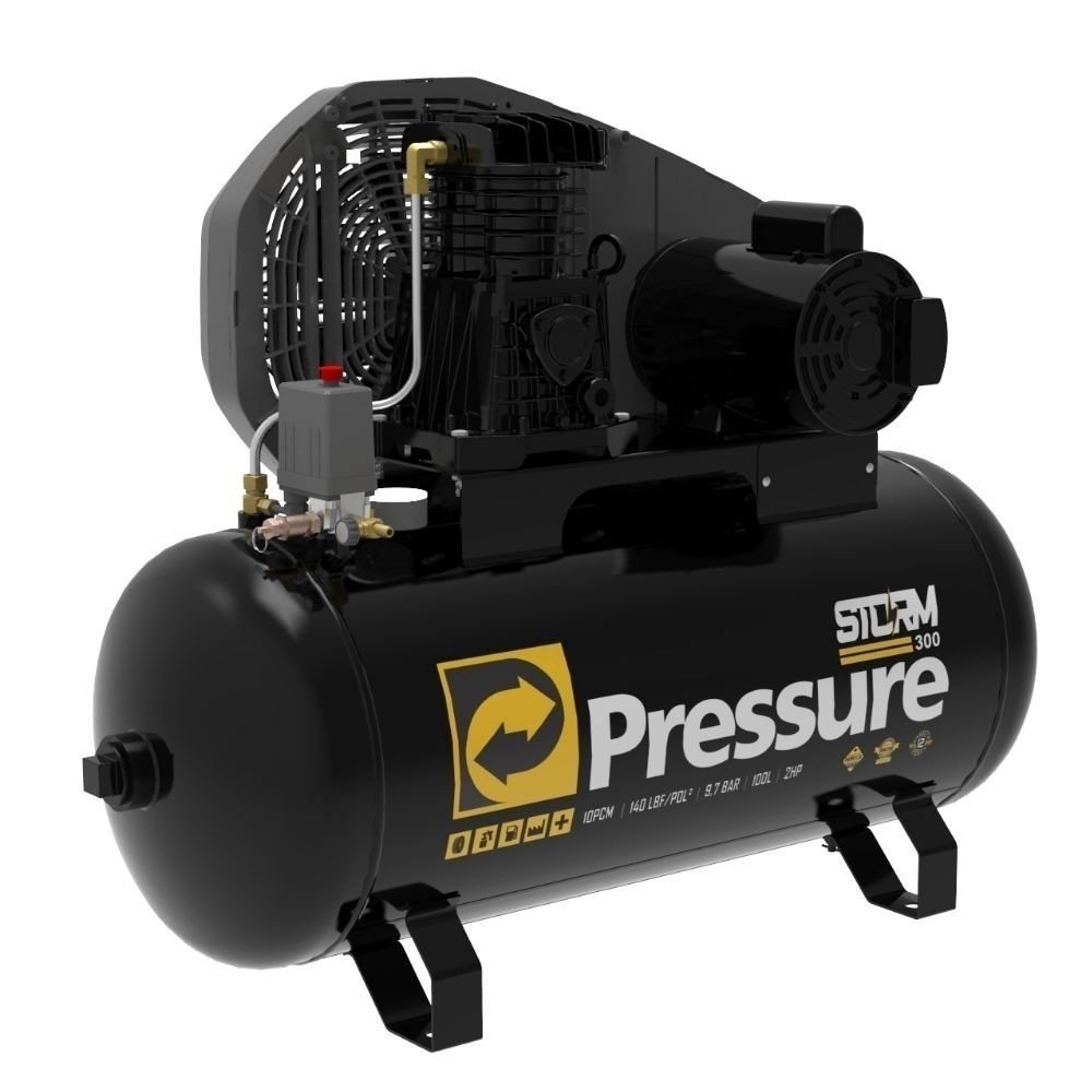 Compressor de Ar Storm 300 100 Litros 2HP Monofásico Bivolt 110/220V PRESSURE