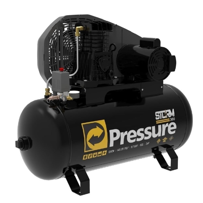 Compressor de Ar Storm 300 100 Litros 2HP Monofásico Bivolt 110/220V PRESSURE