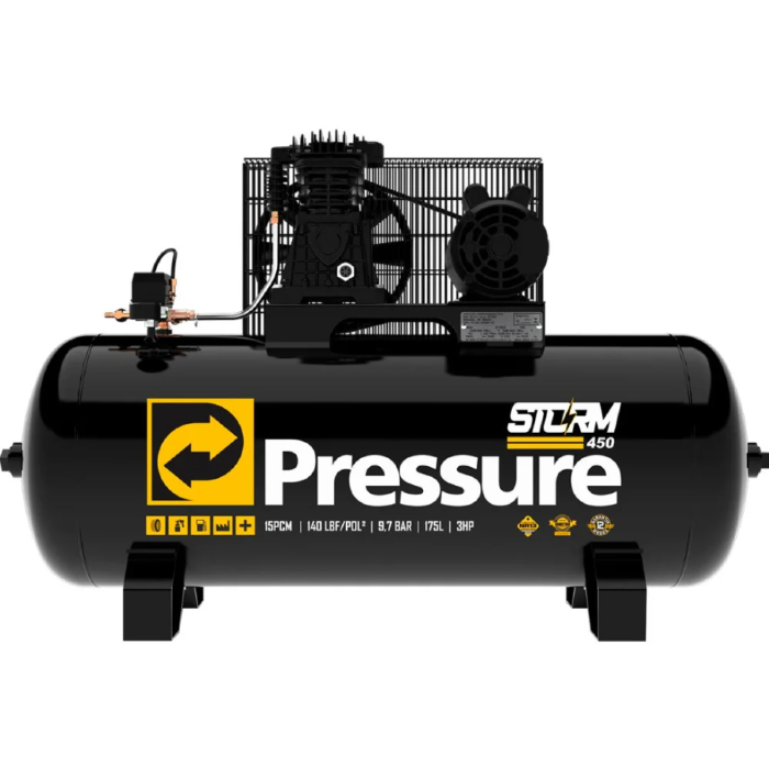 Compressor de Ar Storm 450 3HP 15 PCM 175 Litros 220/380V Trifásico PRESSURE