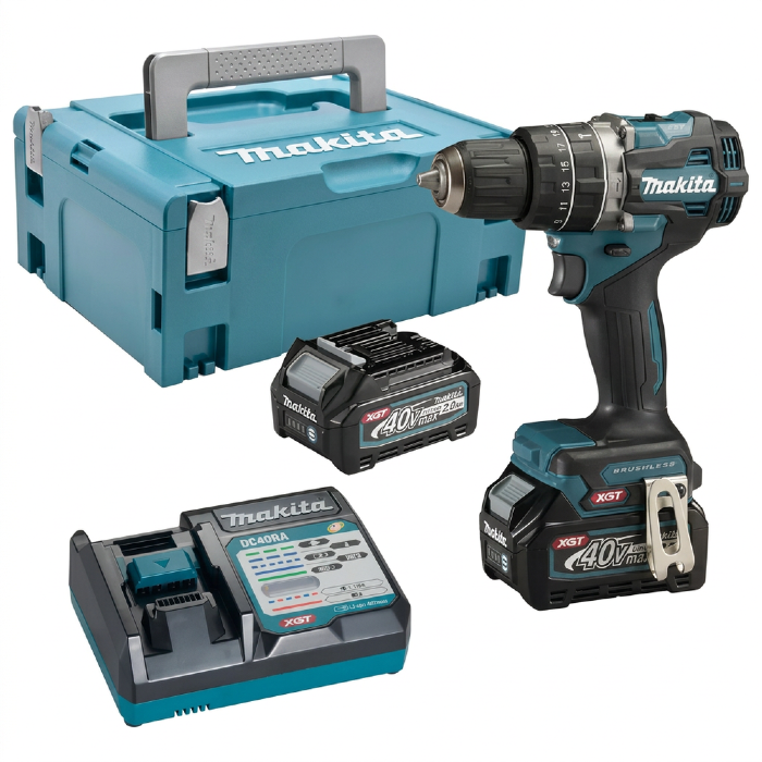 Parafusadeira Furadeira HP002GA201 1/2 Pol. 40V Brushless com 2 Baterias 2,0Ah Carregador e Maleta MAKITA