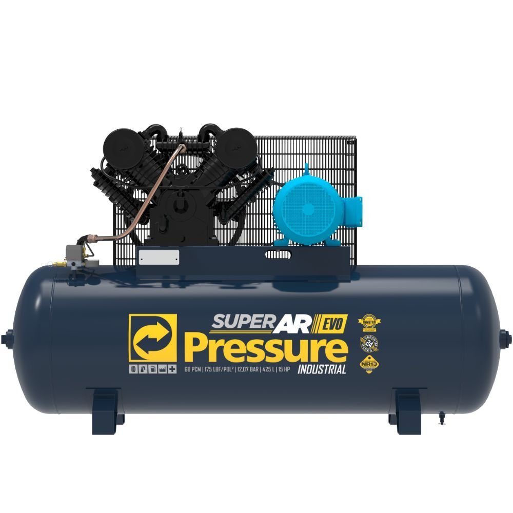 Compressor de Ar Super Ar Evo 60PCM 425L 15HP 175 PSI Trifásico 220/380V PRESSURE