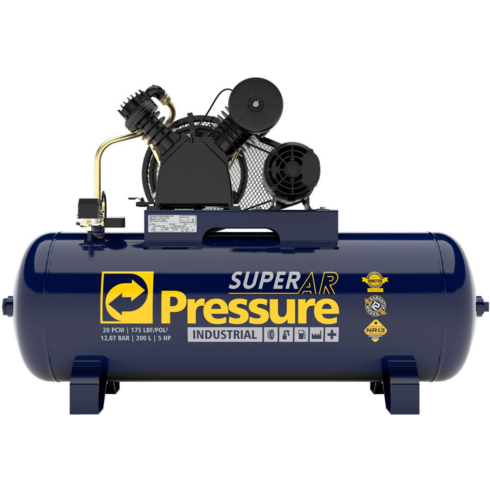 Compressor de Ar Super Ar 20 Pés 200L 5HP 175 PSI 220V PRESSURE