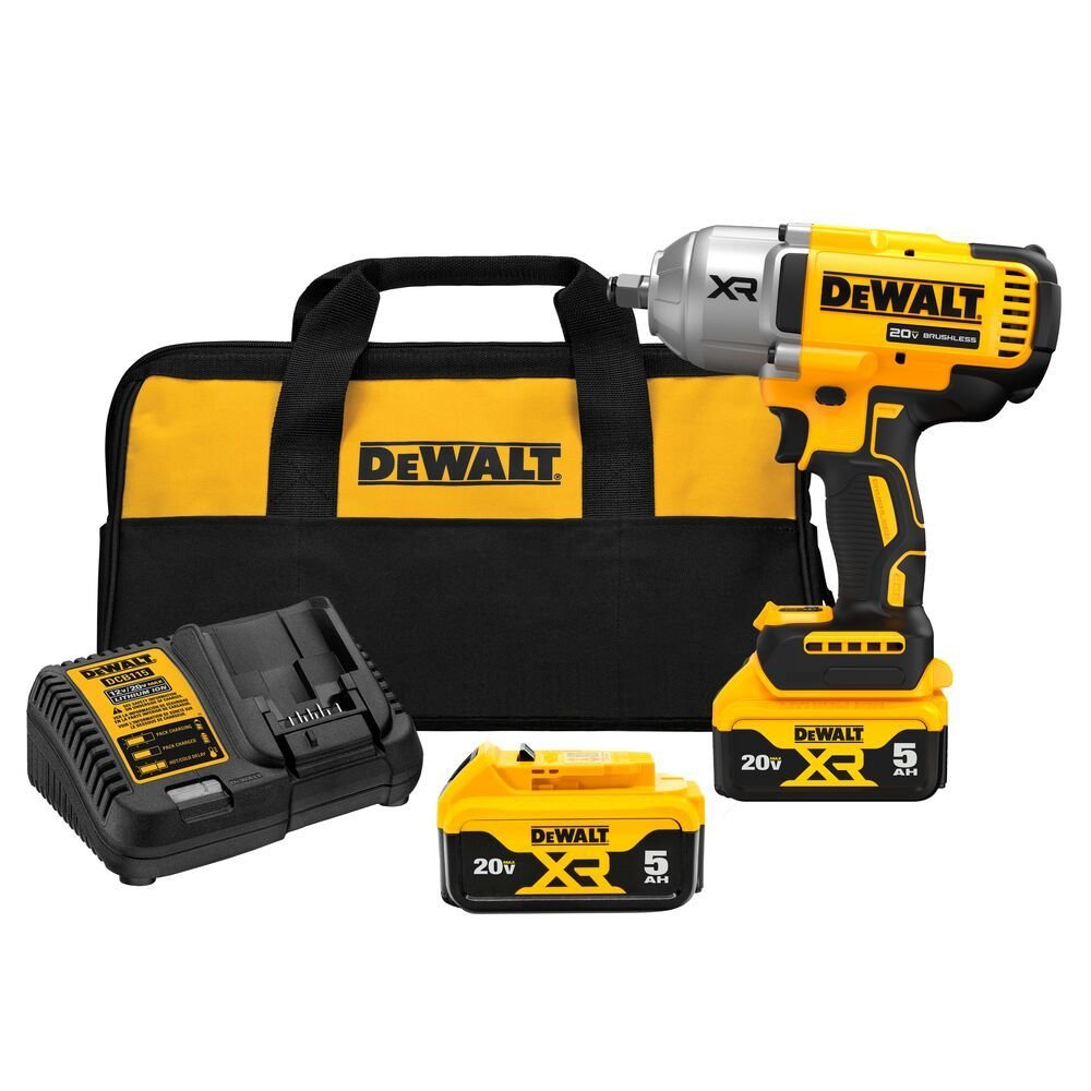 Chave de Impacto DCF900P2 1/2 Pol. 20V Brushless com 2 Baterias Carregador Bivolt e Bolsa DEWALT