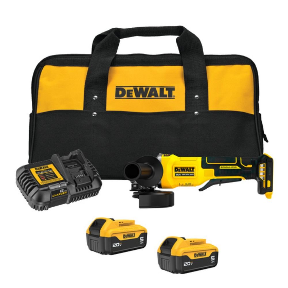 Esmerilhadeira Angular DCG408P2 4.1/2 Pol. 20V Max Brushless com 2 Baterias, Carregador e Bolsa DEWALT
