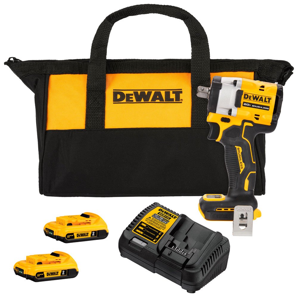Chave de Impacto DCF922D2 1/2 Pol. Brushless 406Nm 20V Max com 2 Baterias, Carregador e Bolsa DEWALT
