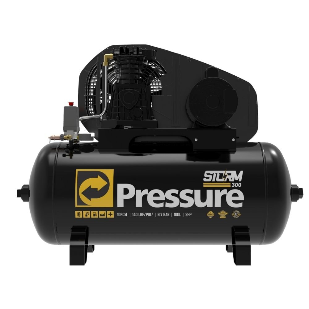 Compressor de Ar Storm 300 100 Litros 2HP Monofásico Bivolt 110/220V PRESSURE