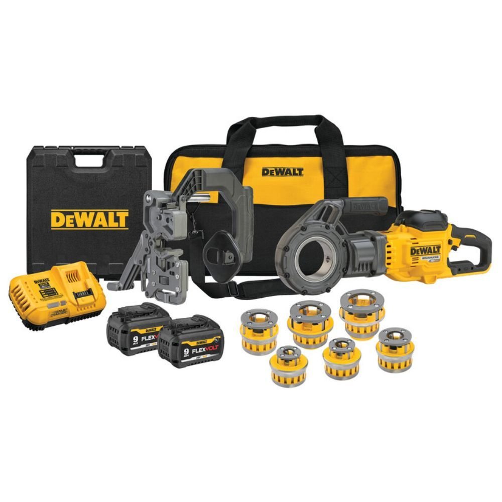 Rosqueadeira para Tubos DCE700 Brushless 60V MAX com 6 Cabeçotes, 2 Baterias 9Ah, Carregador e Bolsa DEWALT