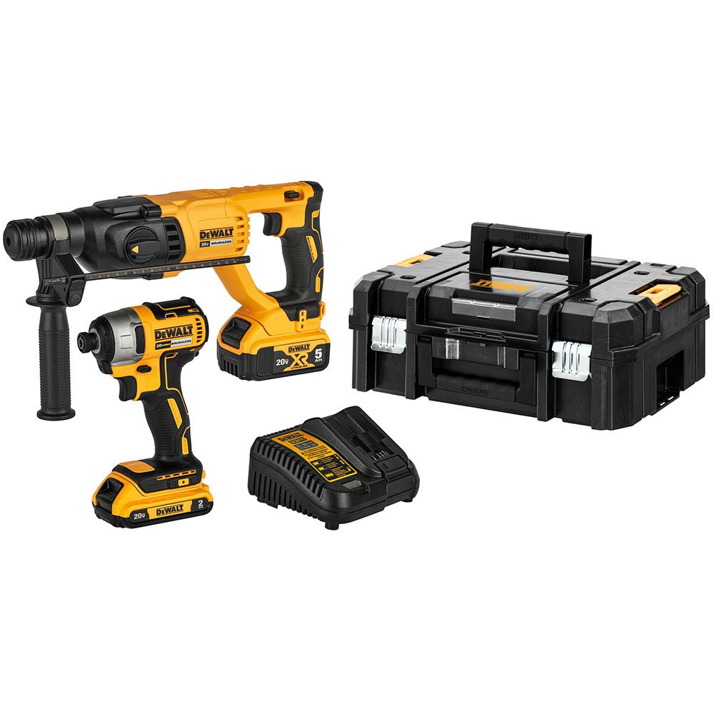 Combo DCK260D1P1T-BR com Martelete SDS Plus e Parafusadeira de Impacto 20V com 2 Baterias DEWALT