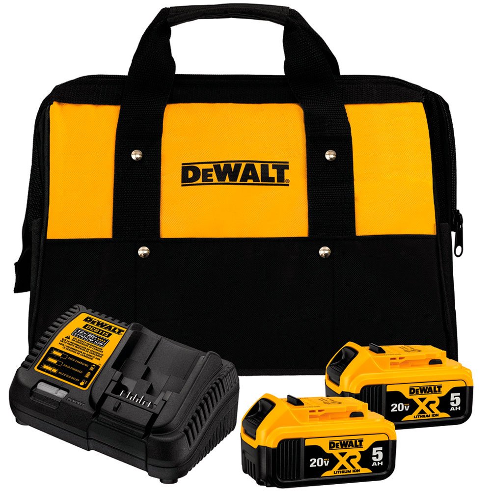 Kit 2 Baterias 20V Max 5,0Ah com Carregador DCB115 Bivolt e Bolsa DEWALT