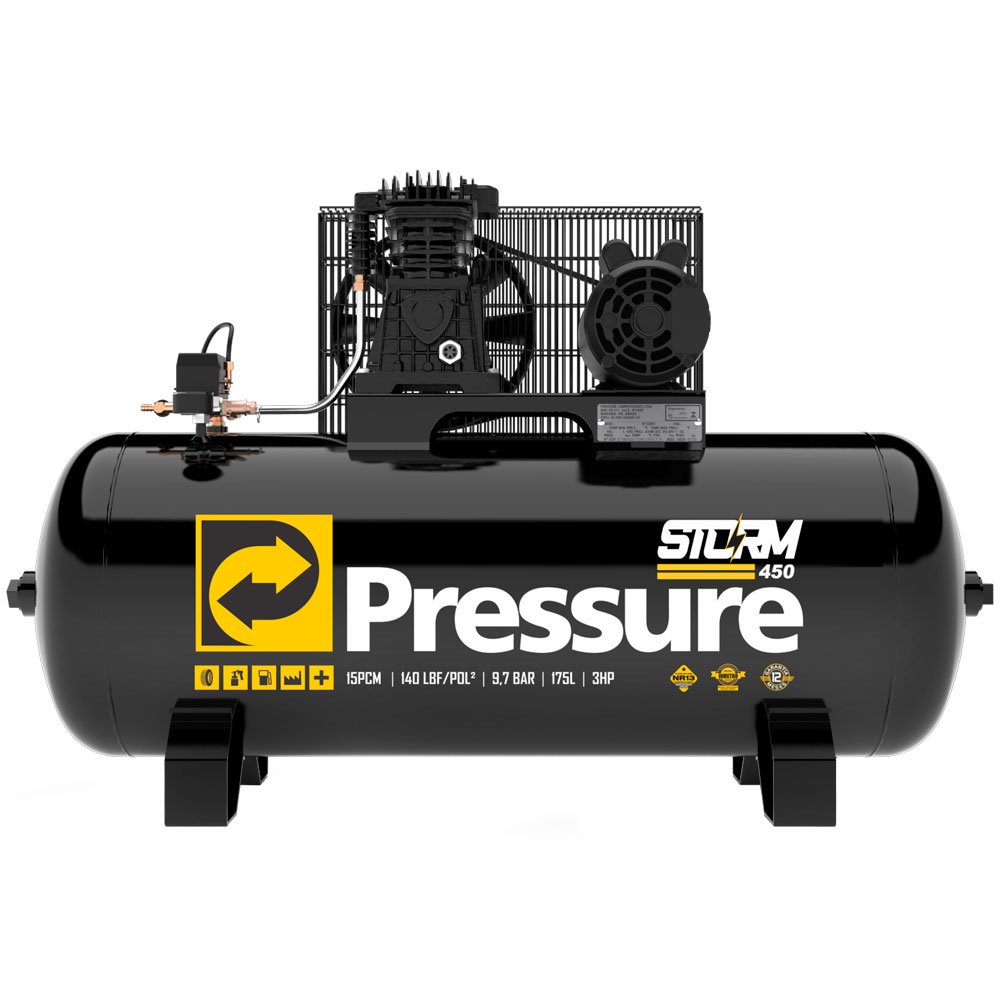Compressor de Ar Storm 450 175 Litros 3HP Monofásico 110/220V PRESSURE