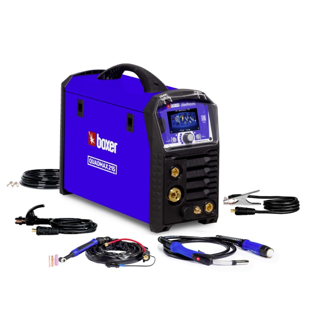 Máquina de Solda Inversora Multiprocesso QUADMAX 215 MIG/TIG/MMA 200A Bivolt Automático BOXER