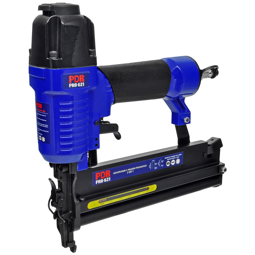 Grampeador Pneumático PRO-621 Grampo 90 16 a 40mm Pino F 15 a 50mm 90 PSI PDR