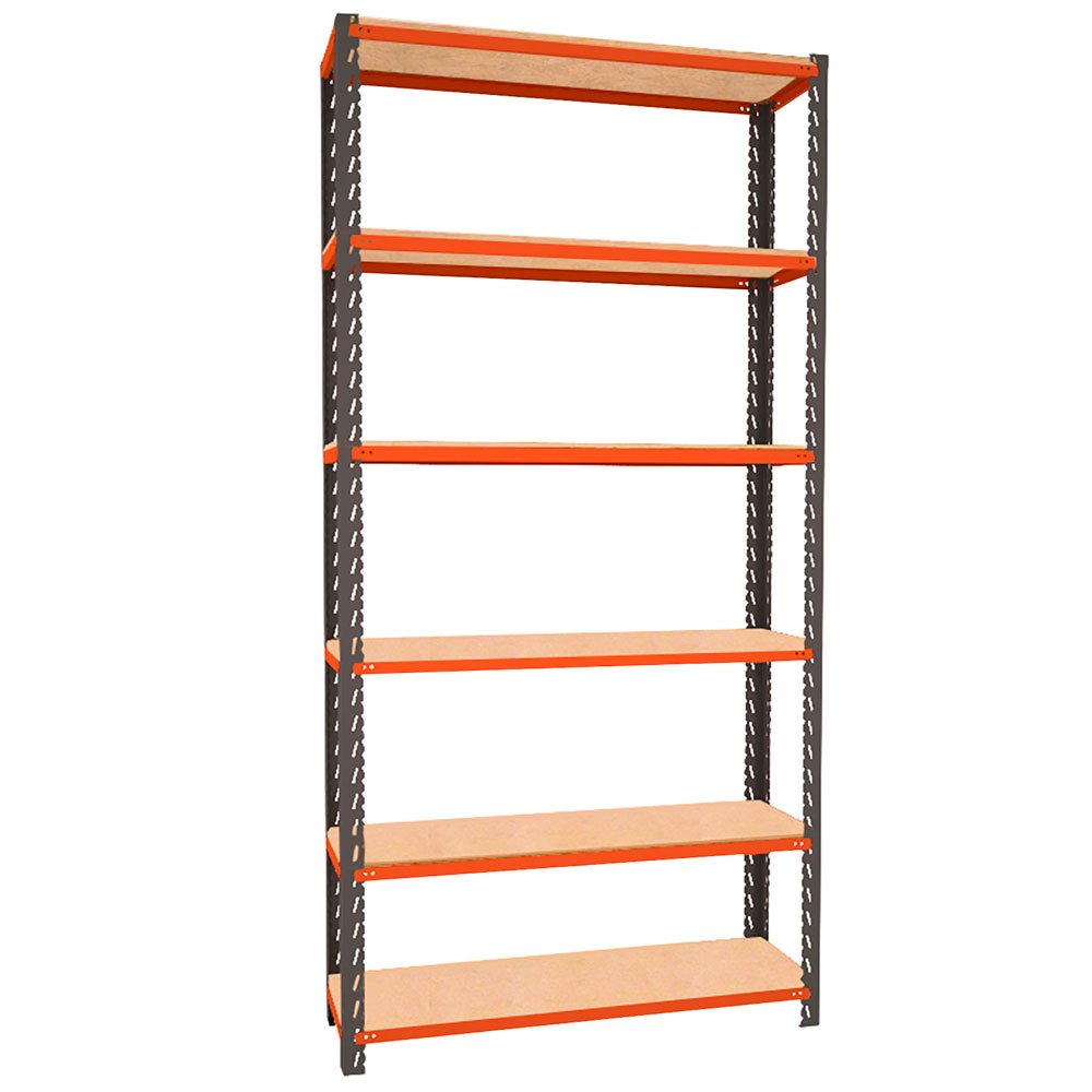 Estante Monta Carga 300x1950mm com 6 Prateleiras MDP Grafite/Laranja PRESTO