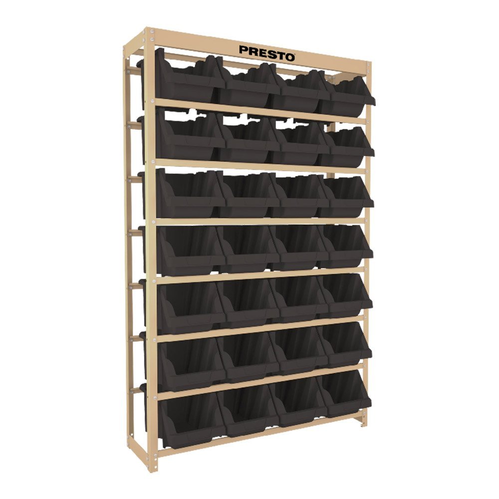 Kit Estante Gaveteiro com 28 Gavetas Práticas Nº 7 Preto PRESTO