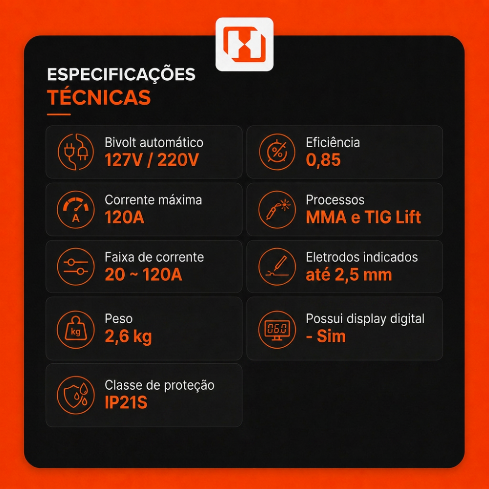 Máquina de Solda Inversora TIG/MMA Mini Monstro 120A 127/220V Bivolt BOXER
