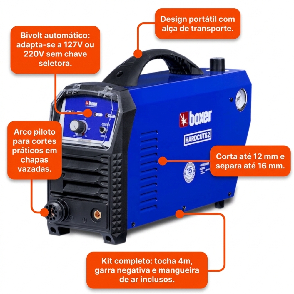 Máquina de Corte Plasma HARDCUT52BV 127/220V Bivolt BOXER