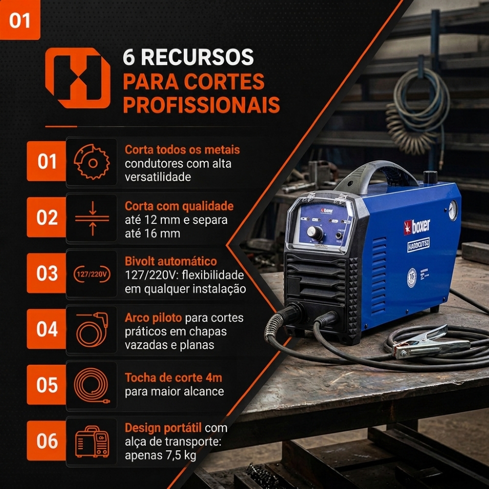 Máquina de Corte Plasma HARDCUT52BV 127/220V Bivolt BOXER
