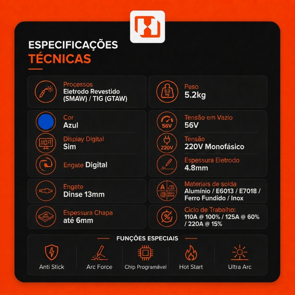 Máquina Inversora de Solda Flama 221 MMA/TIG Lift 220A 220V BOXER