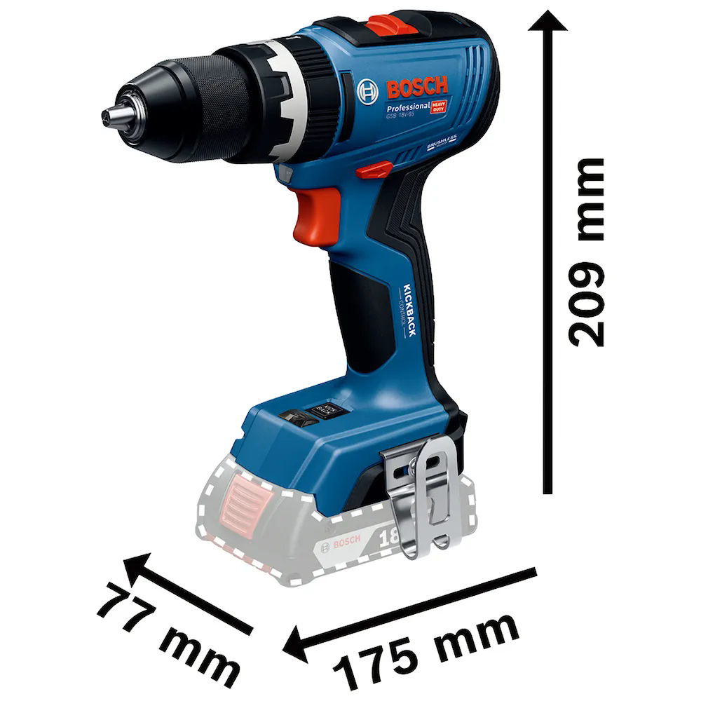 Parafusadeira Furadeira GSB 18V-65 18V Brushless com 2 Baterias Carregador Bivolt BOSCH