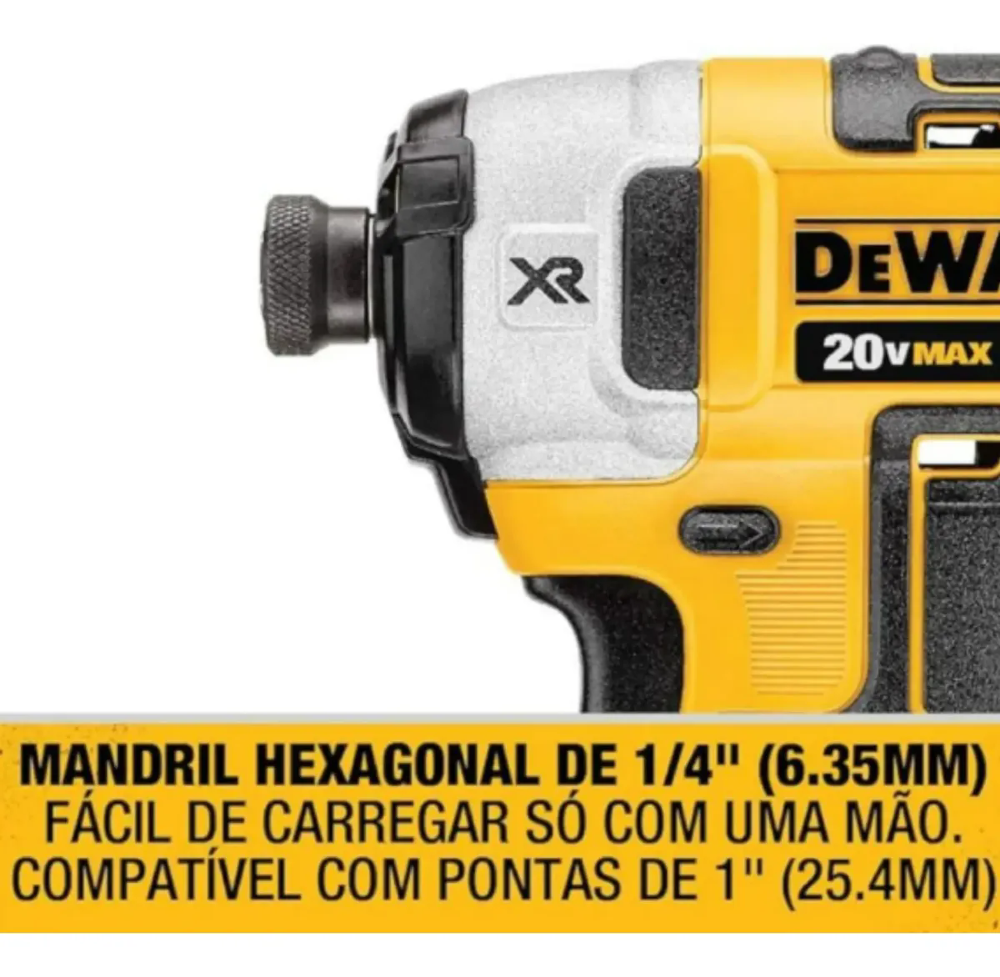 Parafusadeira de Impacto DCF887B 1/4 Pol. Brushless 20V MAX 205Nm sem Bateria DEWALT