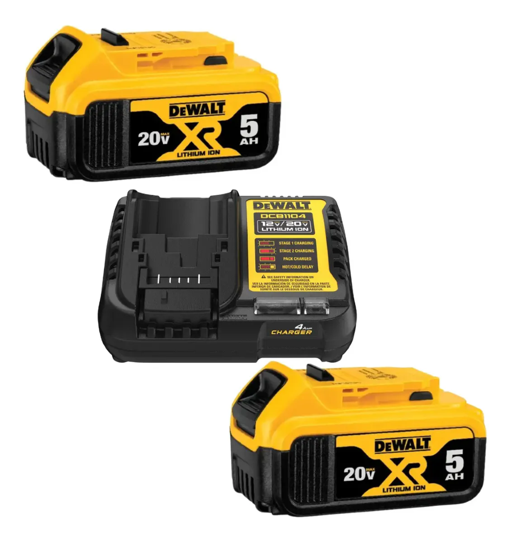 Kit 2 Baterias 20V Max 5,0Ah com Carregador DCB115 Bivolt e Bolsa DEWALT