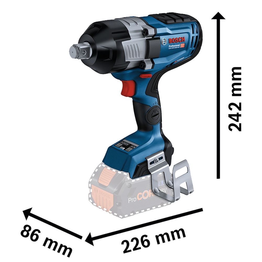 Chave de Impacto GDS 18V-1600 HC 3/4 Pol. 18V BITURBO Brushless 1600Nm sem Bateria e Carregador BOSCH