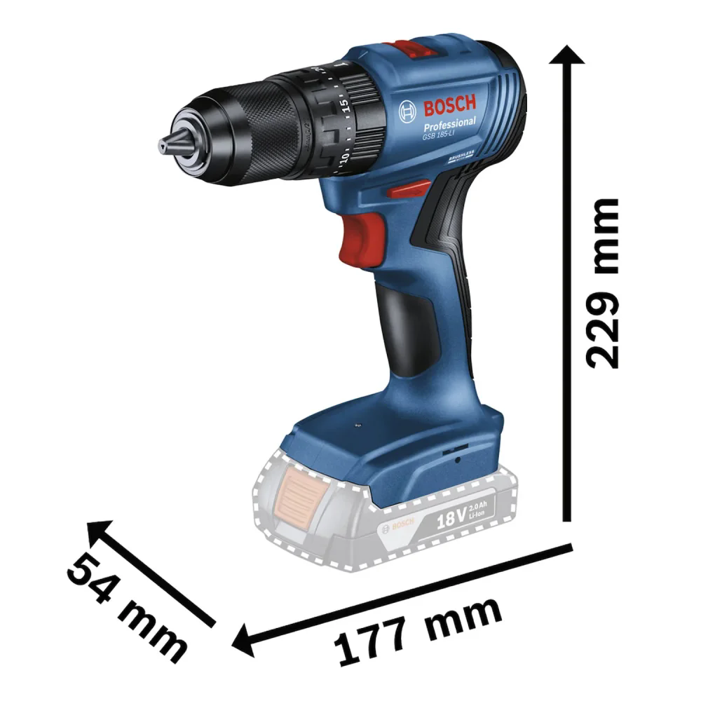 Parafusadeira Furadeira GSB 185-LI 1/2 Pol. 18V Brushless sem Bateria e Carregador BOSCH