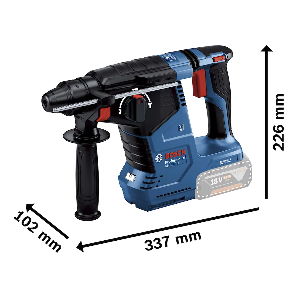 Martelete Perfurador Rompedor GBH 187-LI Brushless SDS Plus 18V sem Bateria BOSCH