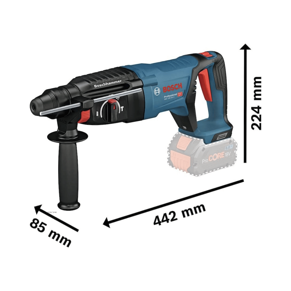 Martelete Perfurador GBH 18V-26 SDS Plus 2,5J 18V Brushless sem Bateria e Carregador BOSCH