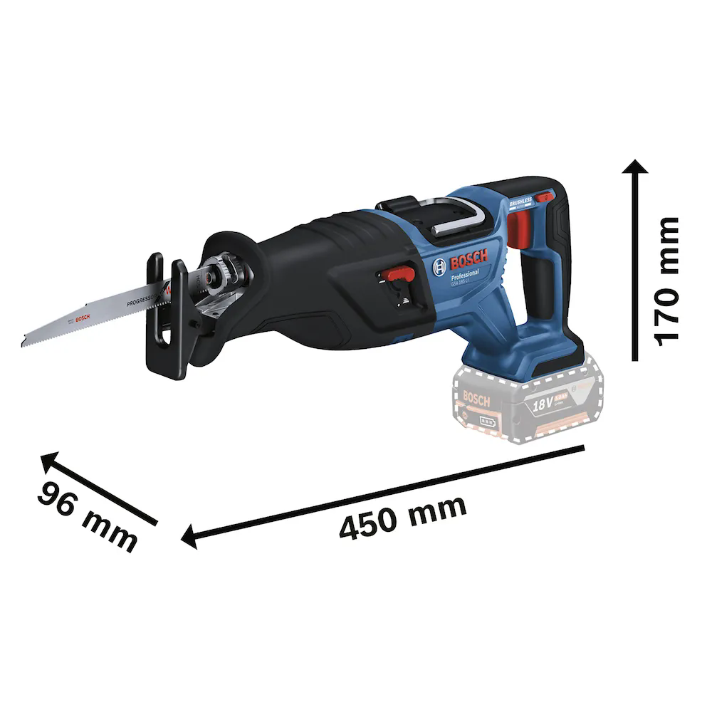 Serra Sabre GSA 185-LI Brushless 18V sem Bateria com 2 Lâminas BOSCH