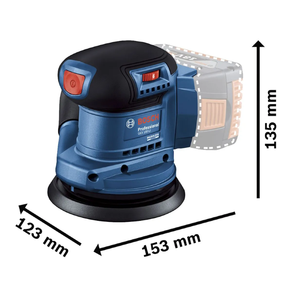 Lixadeira Roto-Orbital GEX 185-LI 125mm 18V Brushless sem Bateria e Carregador BOSCH