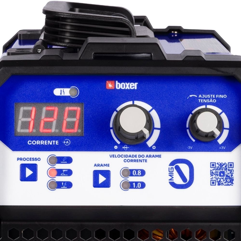 Máquina de Solda Inversora Multiprocesso MIG 0 Sem Gás MIG/TIG/MMA 120A Bivolt Automático BOXER