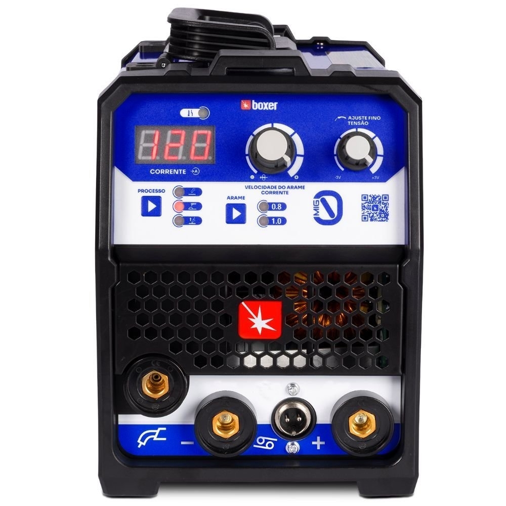 Máquina de Solda Inversora Multiprocesso MIG 0 Sem Gás MIG/TIG/MMA 120A Bivolt Automático BOXER