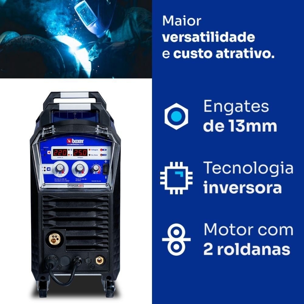 Máquina de Solda Inversora Multiprocesso MIGFLEX 250 MIG/MMA/TIG 220A 220V BOXER