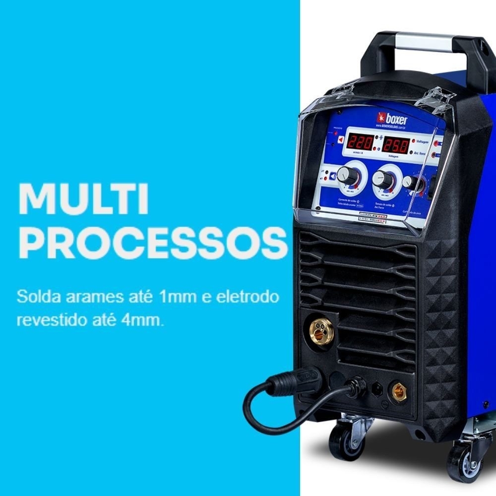 Máquina de Solda Inversora Multiprocesso MIGFLEX 250 MIG/MMA/TIG 220A 220V BOXER