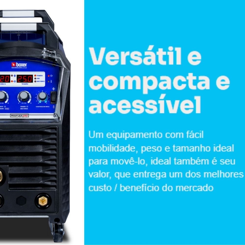 Máquina de Solda Inversora Multiprocesso MIGFLEX 280 MIG/MMA/TIG 280A 220/380/440V Trifásica BOXER