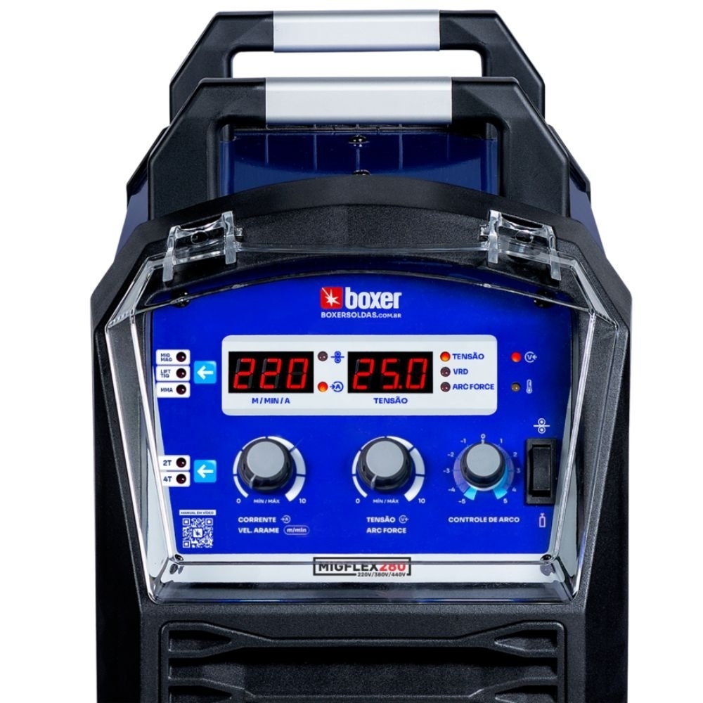 Máquina de Solda Inversora Multiprocesso MIGFLEX 280 MIG/MMA/TIG 280A 220/380/440V Trifásica BOXER