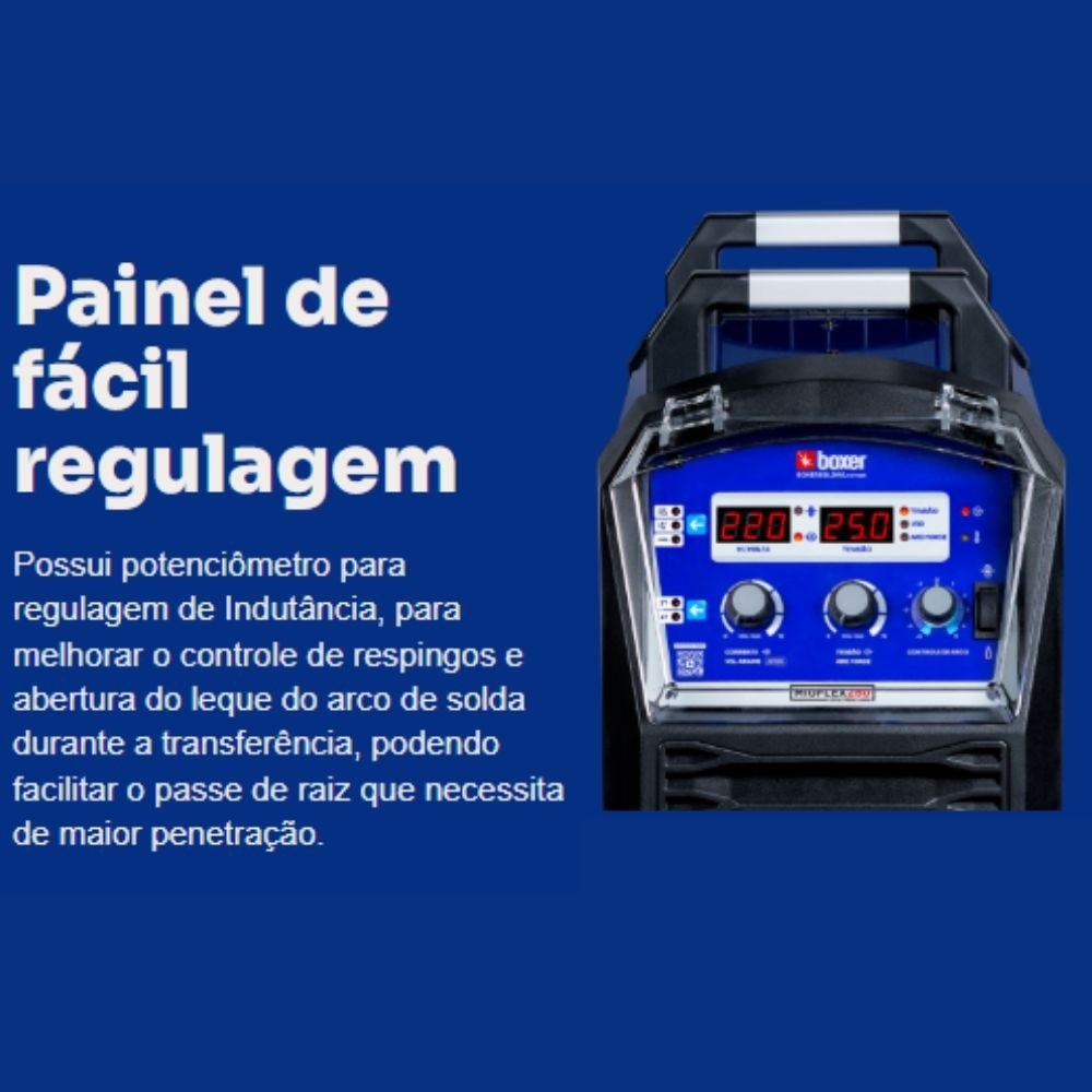 Máquina de Solda Inversora Multiprocesso MIGFLEX 280 MIG/MMA/TIG 280A 220/380/440V Trifásica BOXER