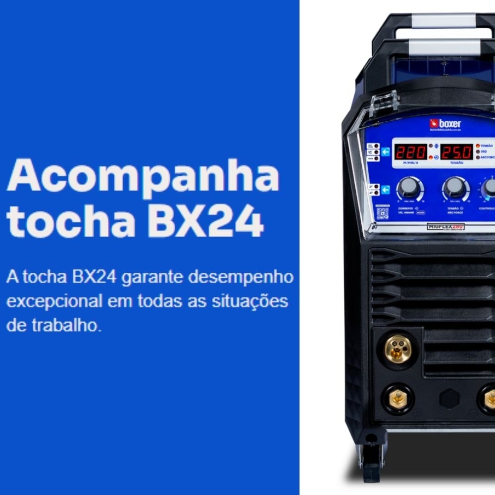 Máquina de Solda Inversora Multiprocesso MIGFLEX 280 MIG/MMA/TIG 280A 220/380/440V Trifásica BOXER