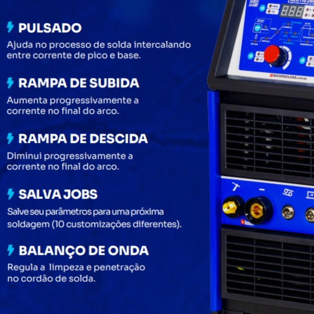 Máquina de Solda Inversora TIG/MMA ALUTIG 280 AC/DC 280A 220V BOXER